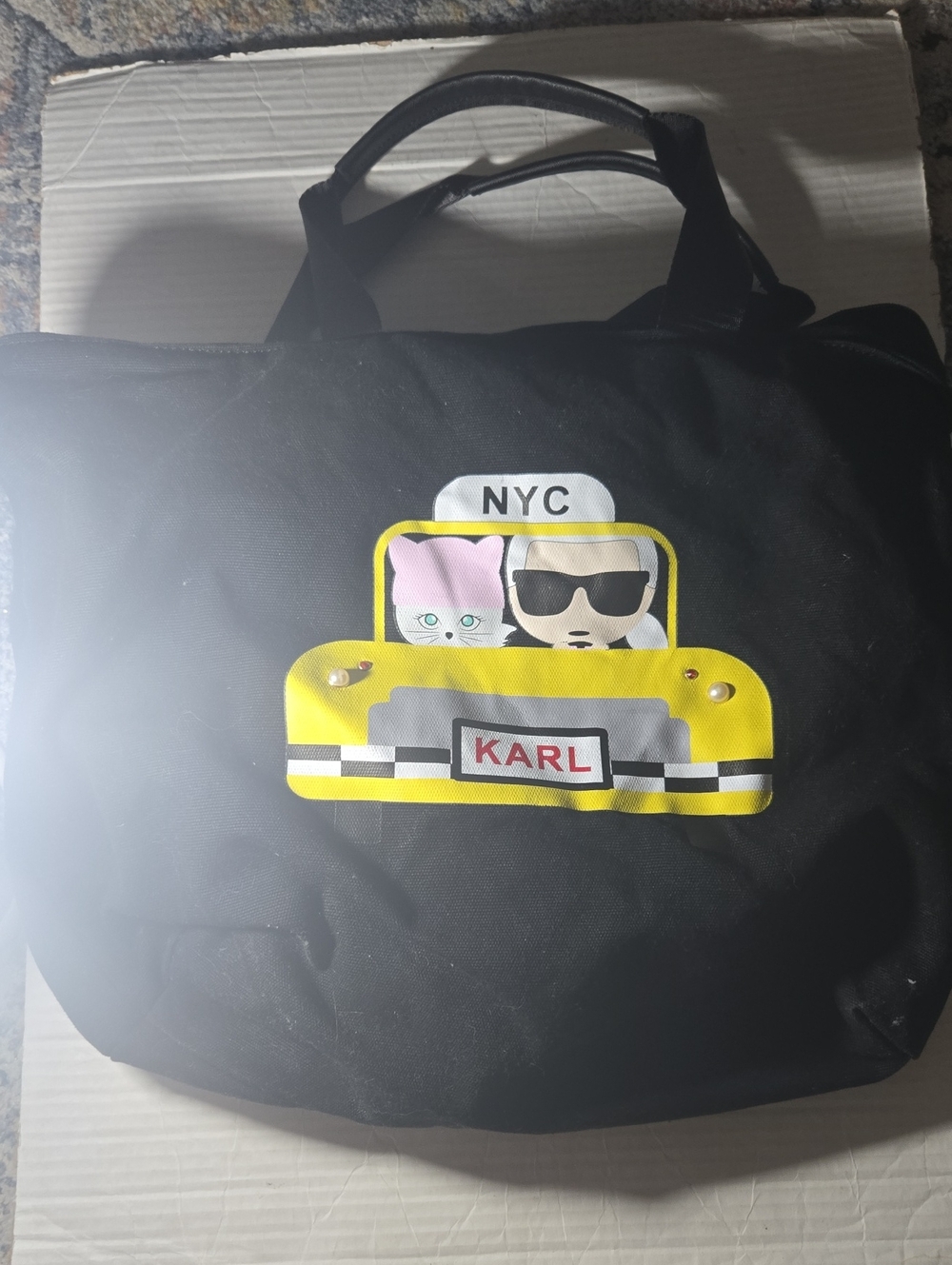 Kark Lagerfeld  Tote Bag with Yellow Taxi Graphic -